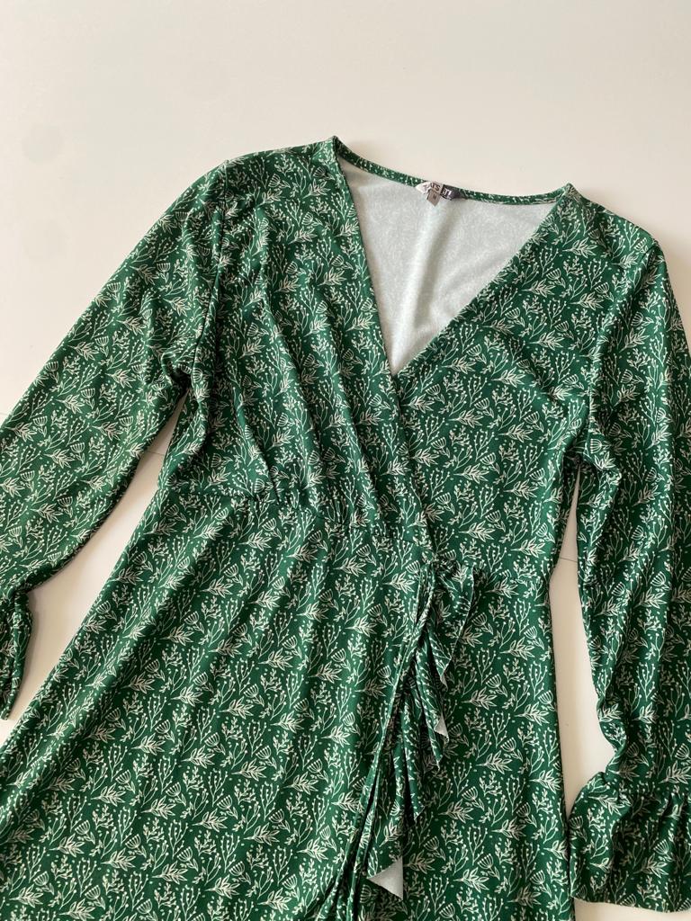 Vestido cruzado estampado, Tallla M, Mujer