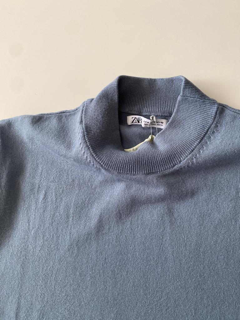 Tshirt de punto celeste, Talla M, Hombre