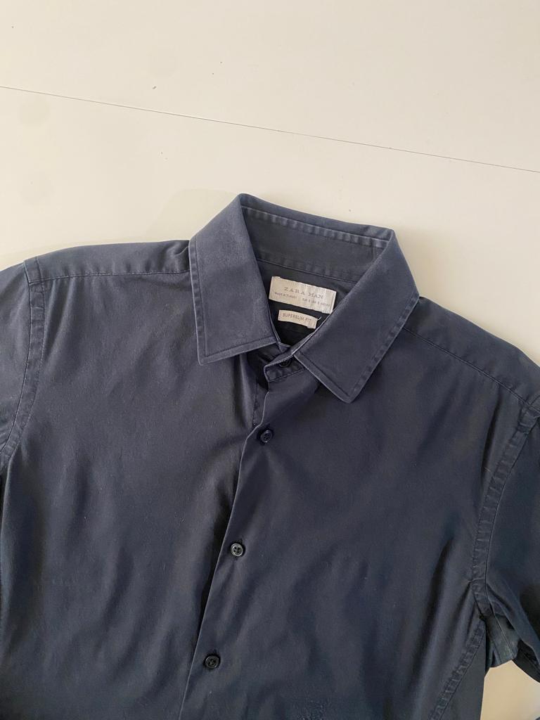 Camisa negra super slim fit, Talla S, Super Slim Fit, Hombre