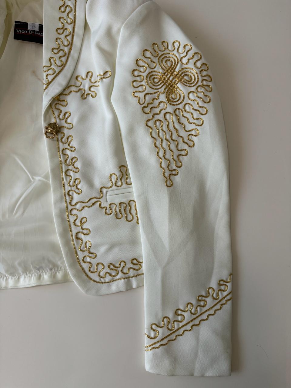 Traje 3 piezas charro beige, Talla M, Mujer