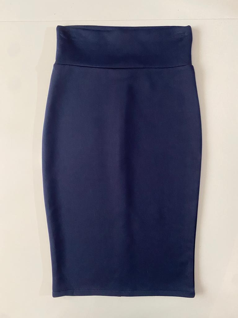 Falda stretch azul marino, Talla S, Mujer