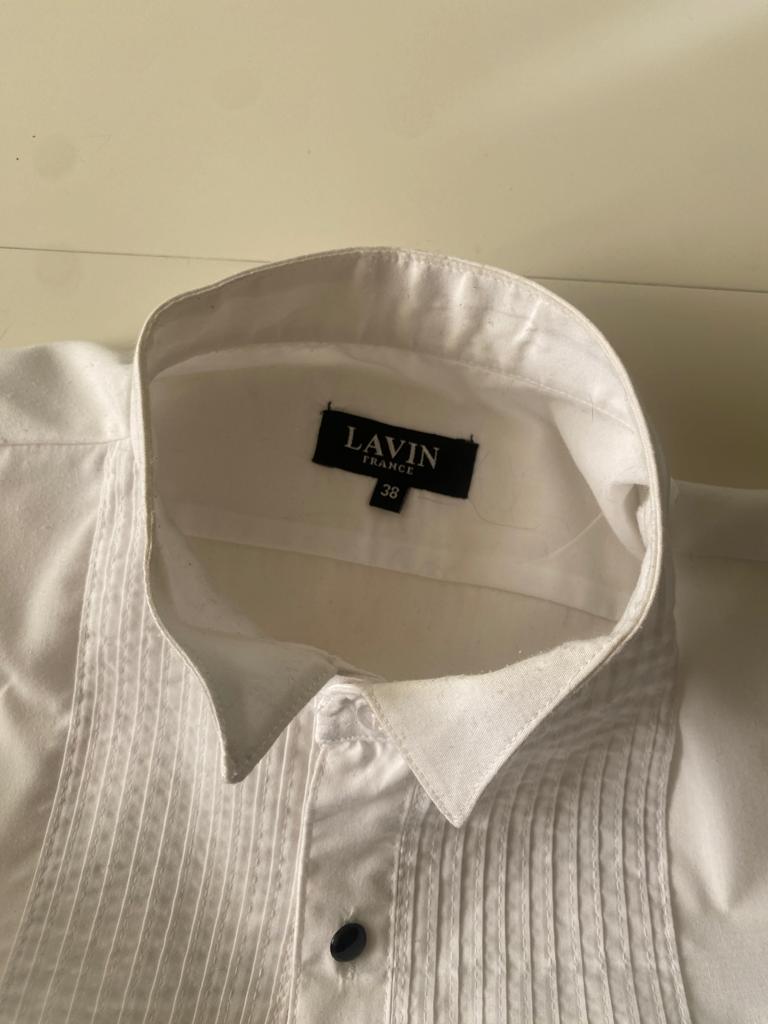Camisa de smoking blanca, Talla 38, M, Hombre