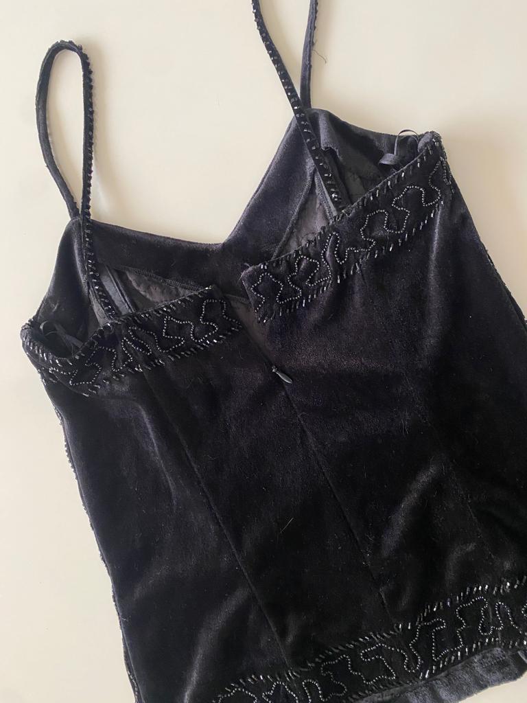 Camisola de terciopelo bordada, Talla 8, M, Mujer