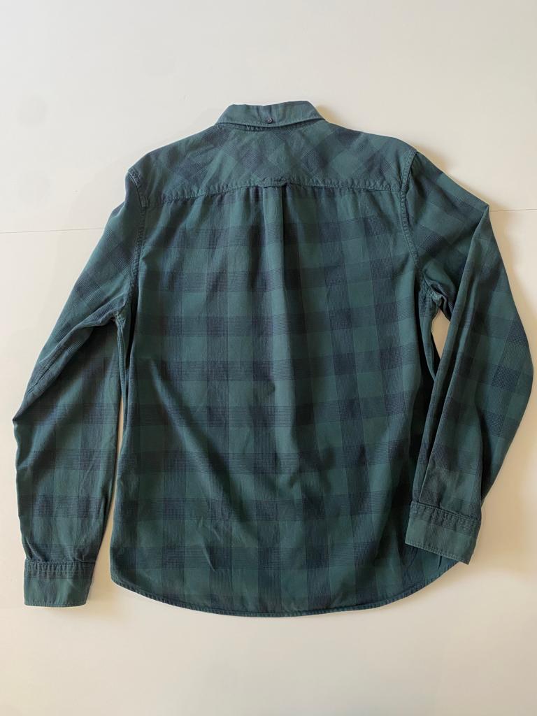 Camisa de franela cuadros verde, Talla M Slim Fit, Mujer