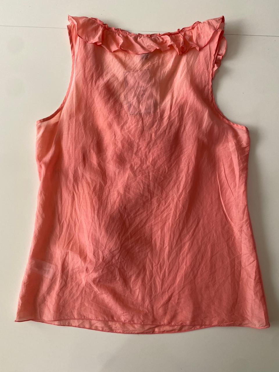 Blusa con escarolas, Talla S, Mujer