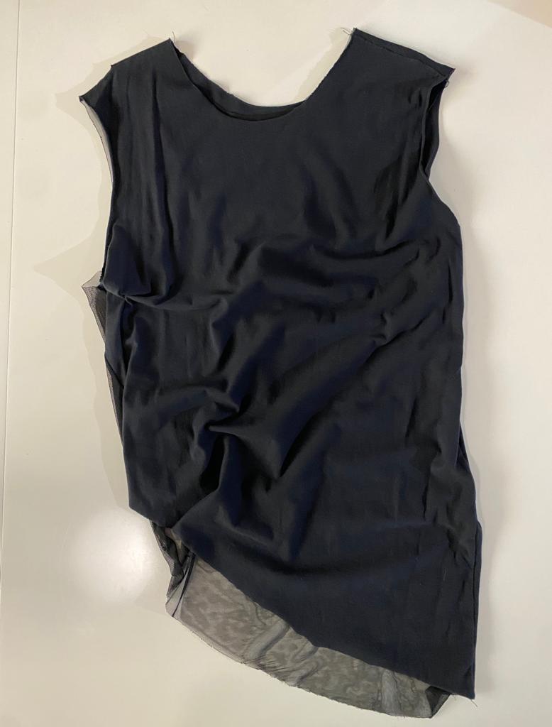 Playera asimetrica con mesh, Unitalla, Unisex