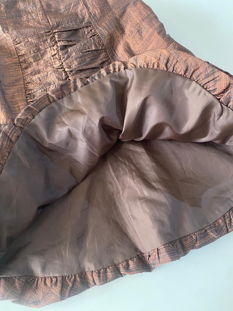 Vestido café, falda de globo, Talla 2, M, Mujer