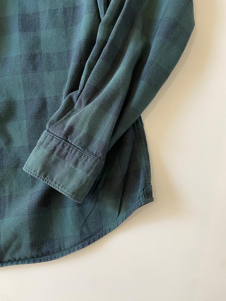Camisa de franela cuadros verde, Talla M Slim Fit, Mujer