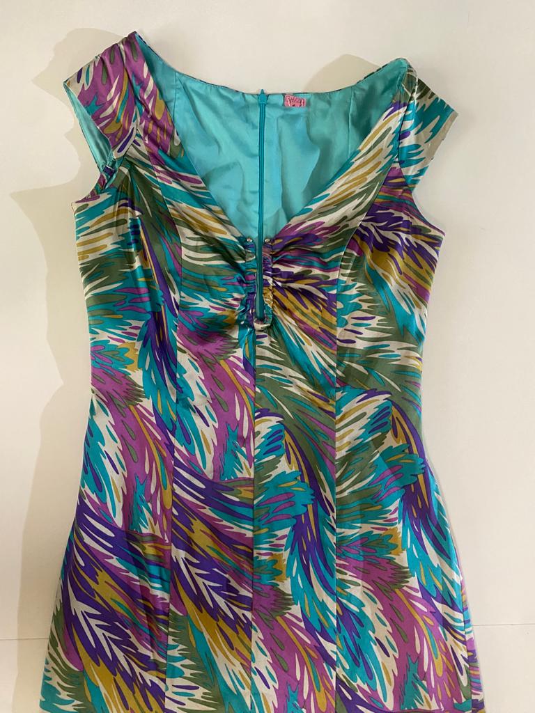 Vestido de fiesta multicolor, Talla 4, Mujer