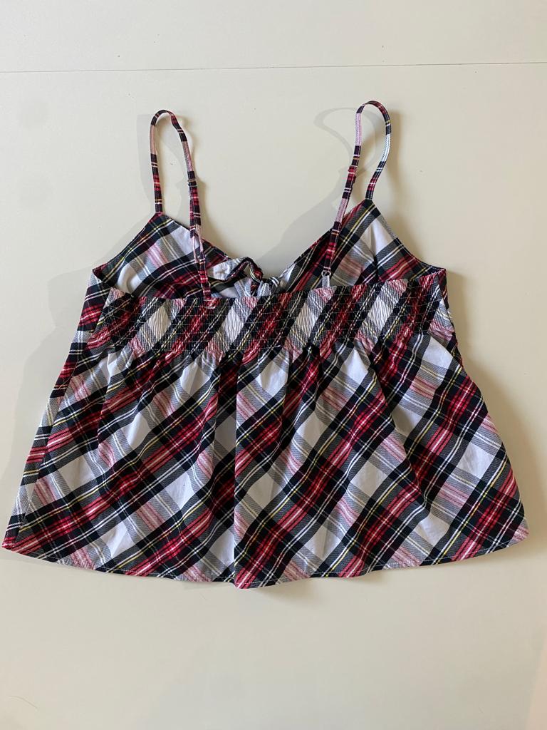 Blusa de tirantes de tartan, Talla M, Mujer