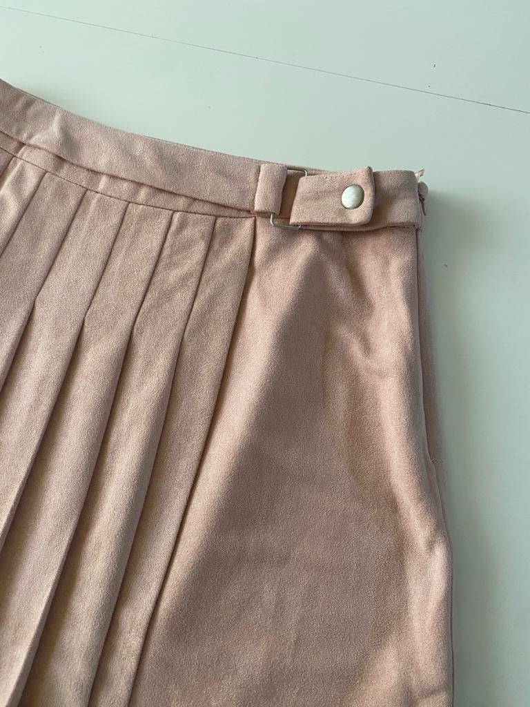 Falda de suede rosa, Talla S, Mujer