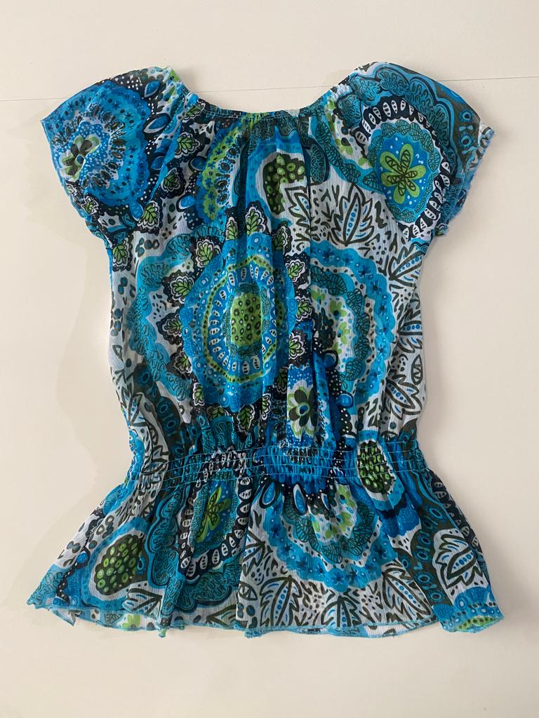 Blusa traslucida estampada, Talla 14-16 años, Teen