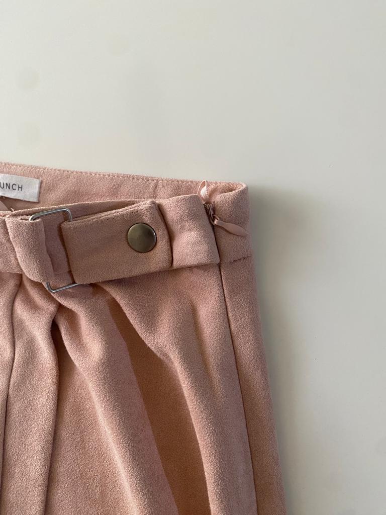 Falda de suede rosa, Talla S, Mujer