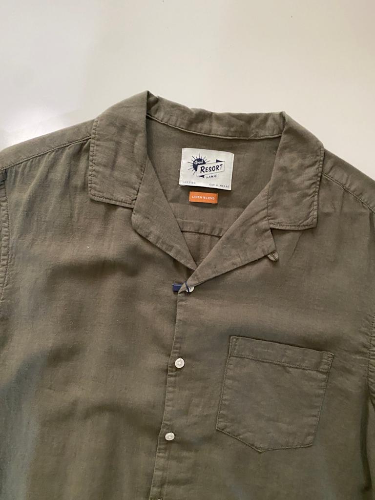 Camisa de lino verde, Talla M, Hombre