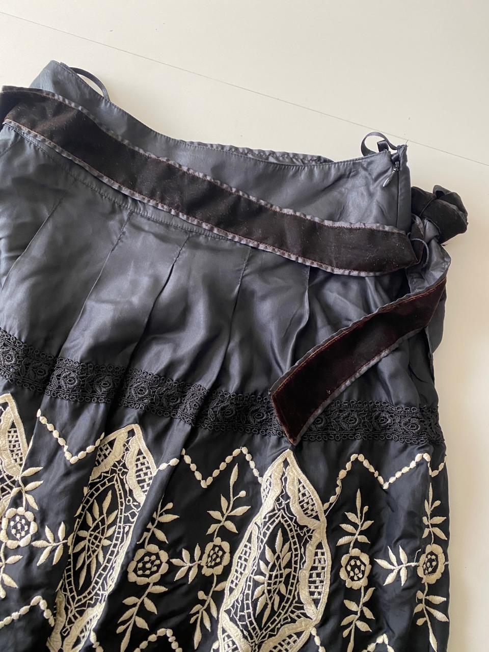 Falda bordada, Talla 4, S, Mujer