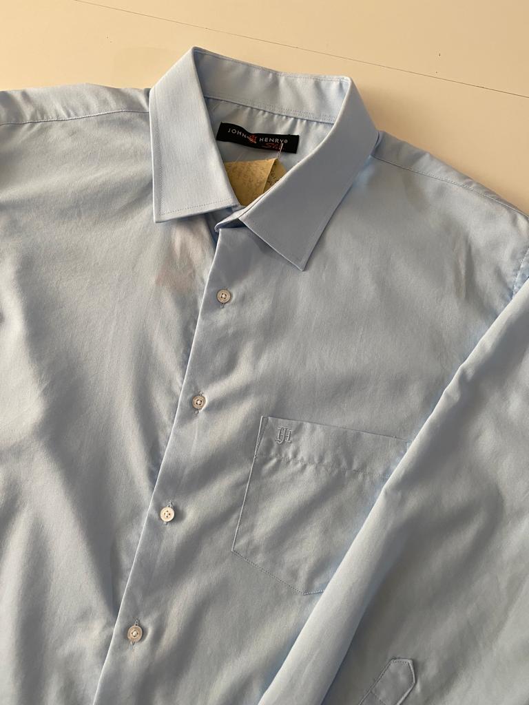 Camisa celeste de vestir, Talla Cuello 17.5, Manga 32-33, L, Hombre
