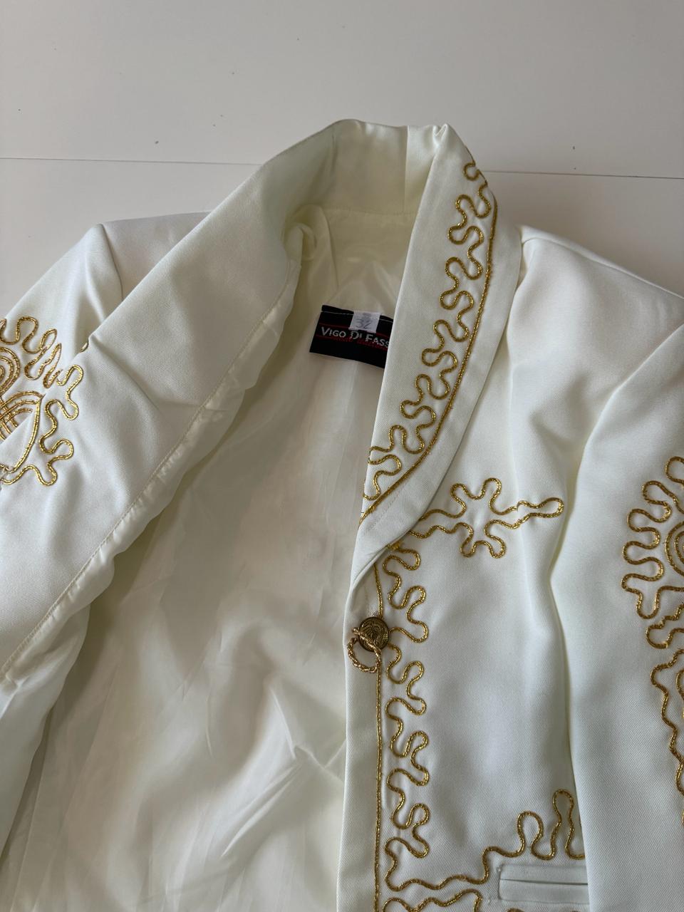 Traje 3 piezas charro beige, Talla M, Mujer