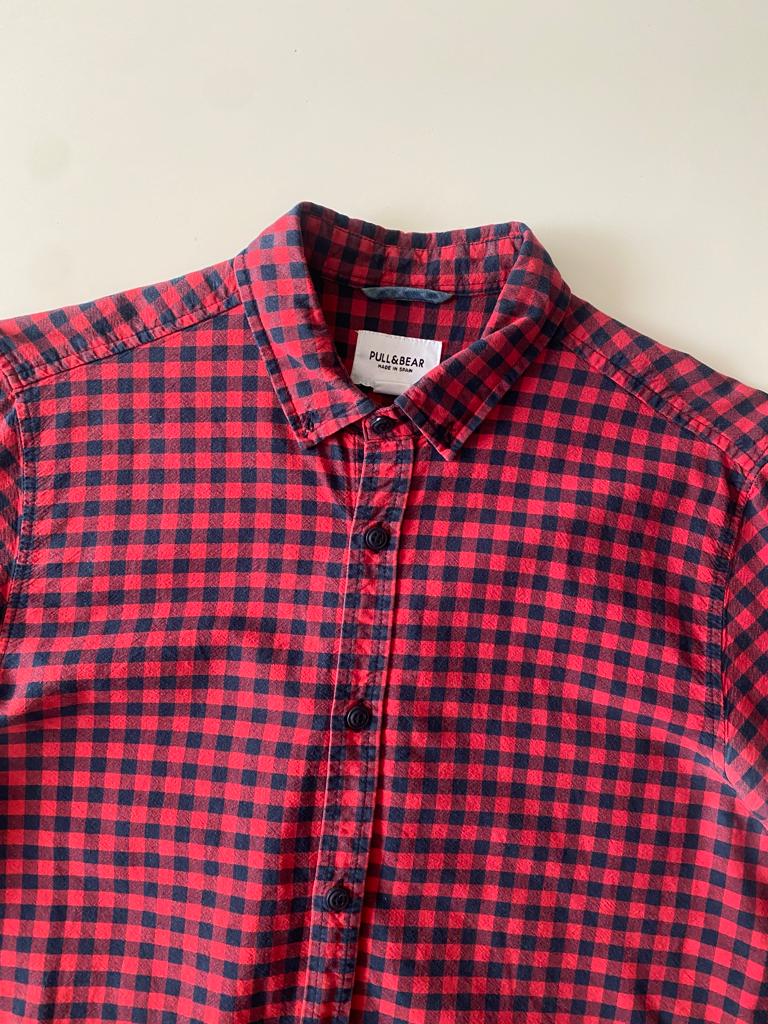 Camisa de cuadros roja, Talla S, Hombre