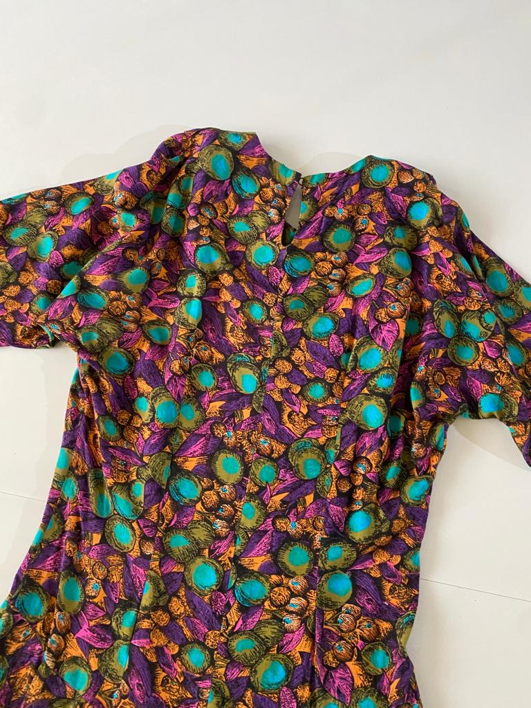 Vestido estampado vintage, Talla 30Mx, S, Mujer