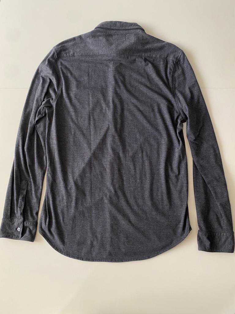 Camisa manga larga gris de botones, Talla M, Hombre