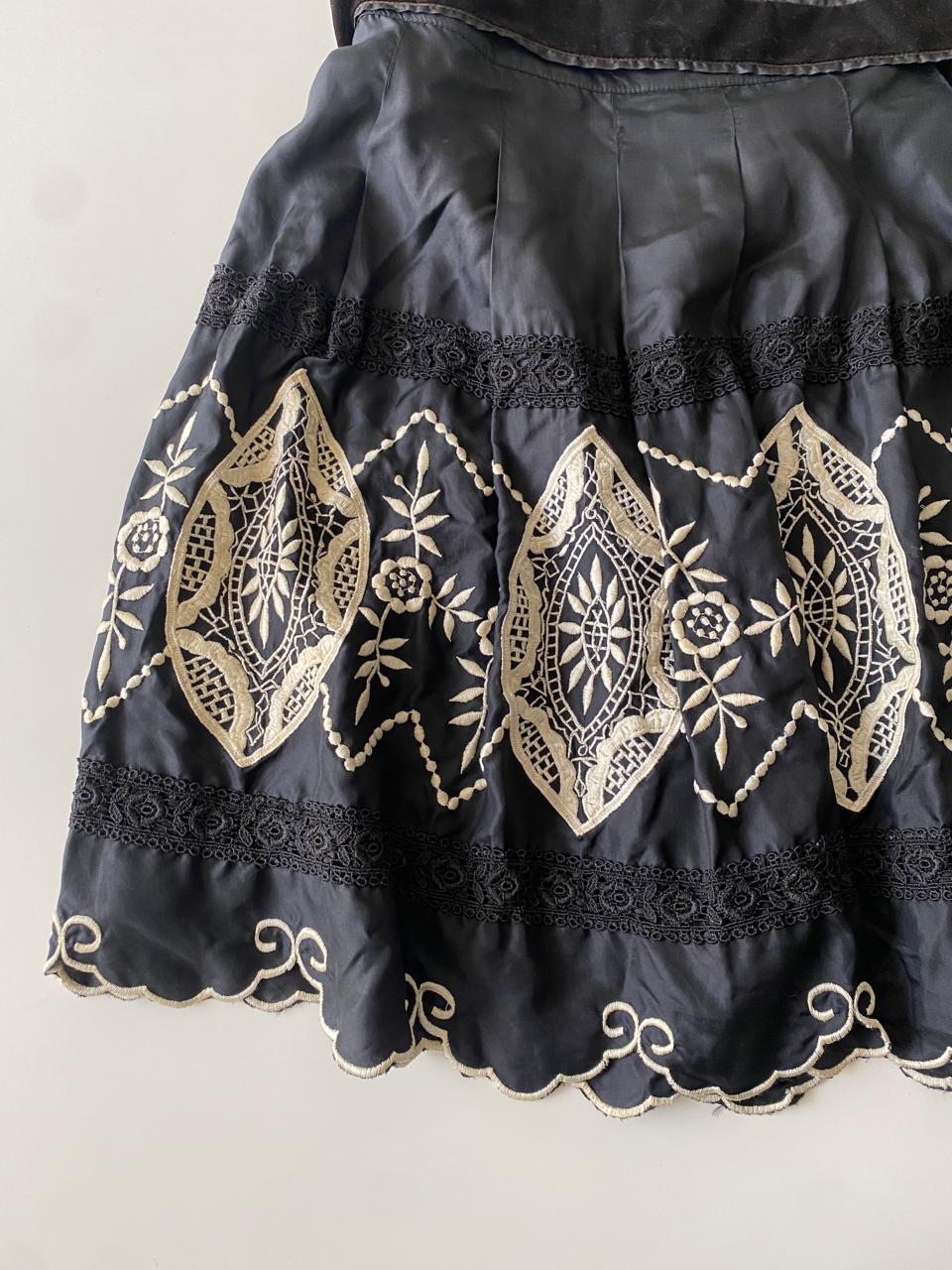 Falda bordada, Talla 4, S, Mujer