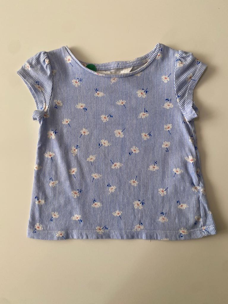 Playera de rayas y flores, Talla 2-4 años, Niña