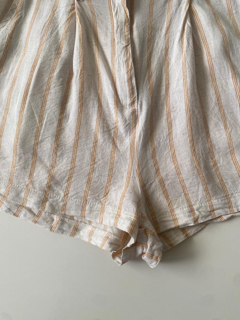 Shorts de rayas beige, Talla S, Mujer