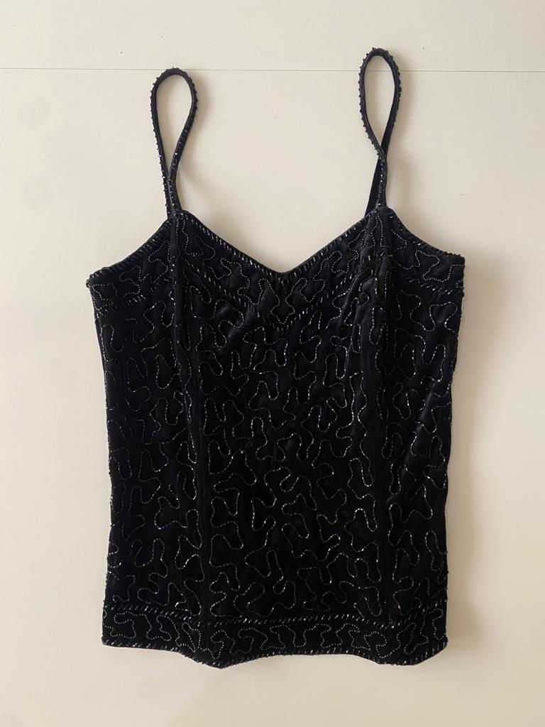 Camisola de terciopelo bordada, Talla 8, M, Mujer