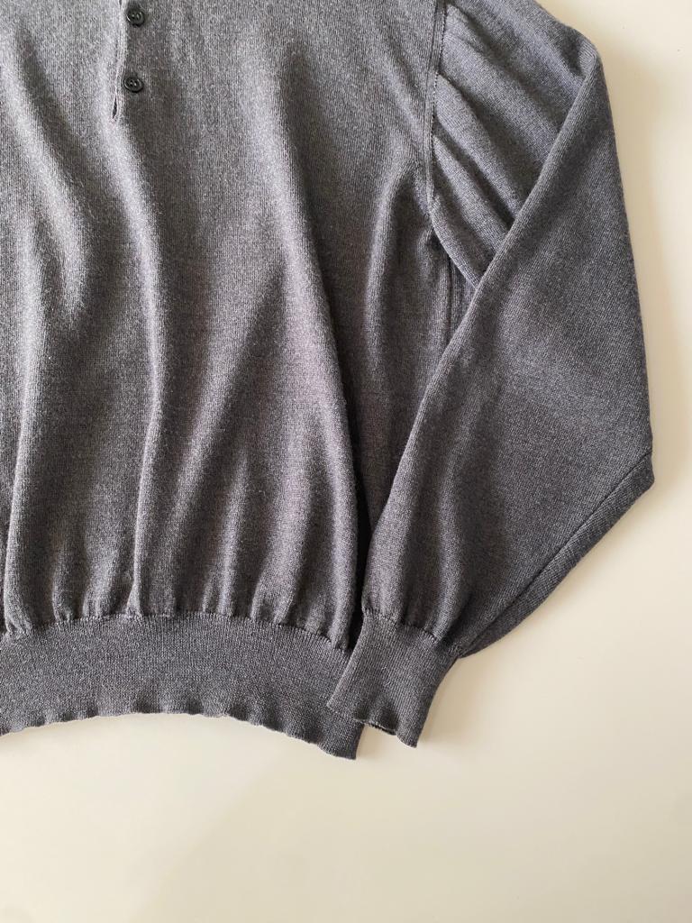 Polo gris de lana, Talla M, Hombre