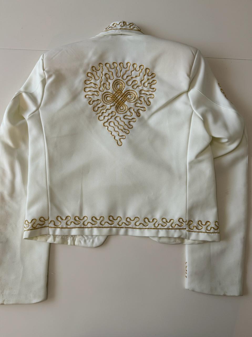 Traje 3 piezas charro beige, Talla M, Mujer