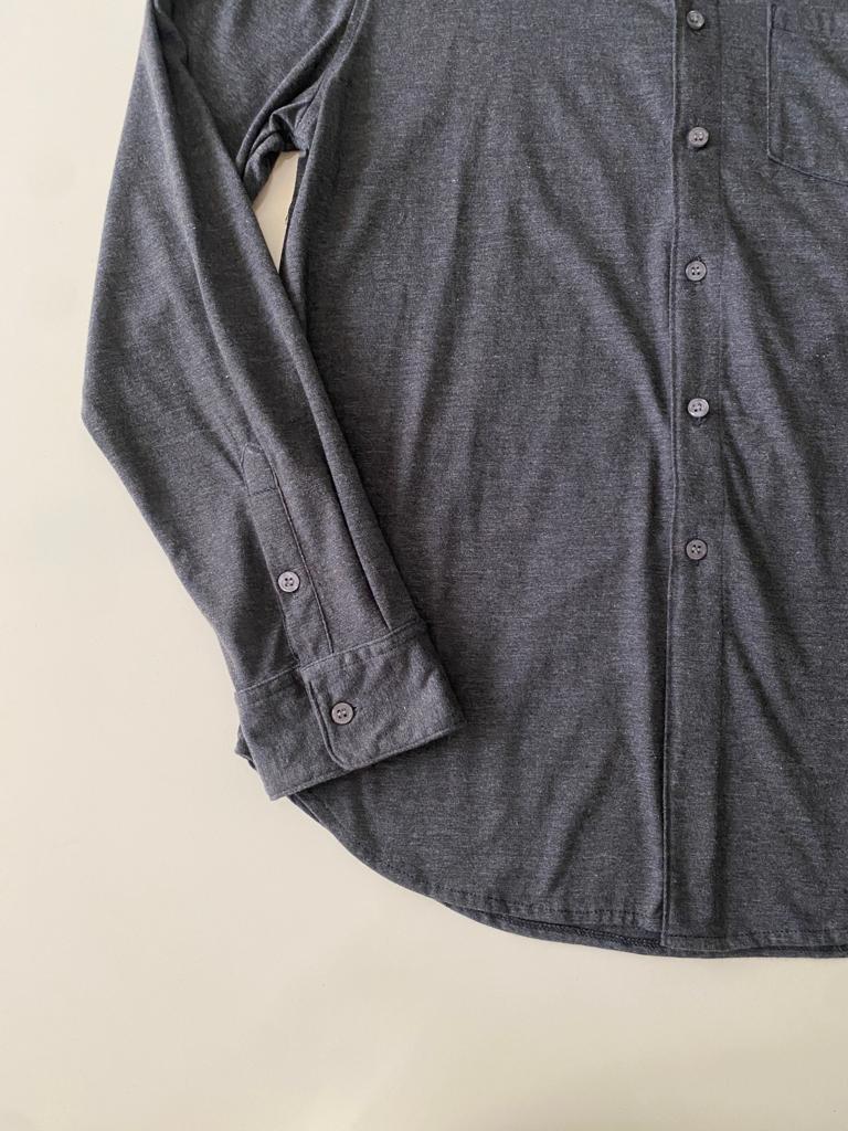 Camisa manga larga gris de botones, Talla M, Hombre