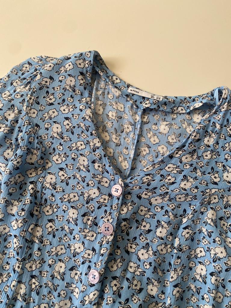 Jumper celeste estampado, Talla XS, Mujer