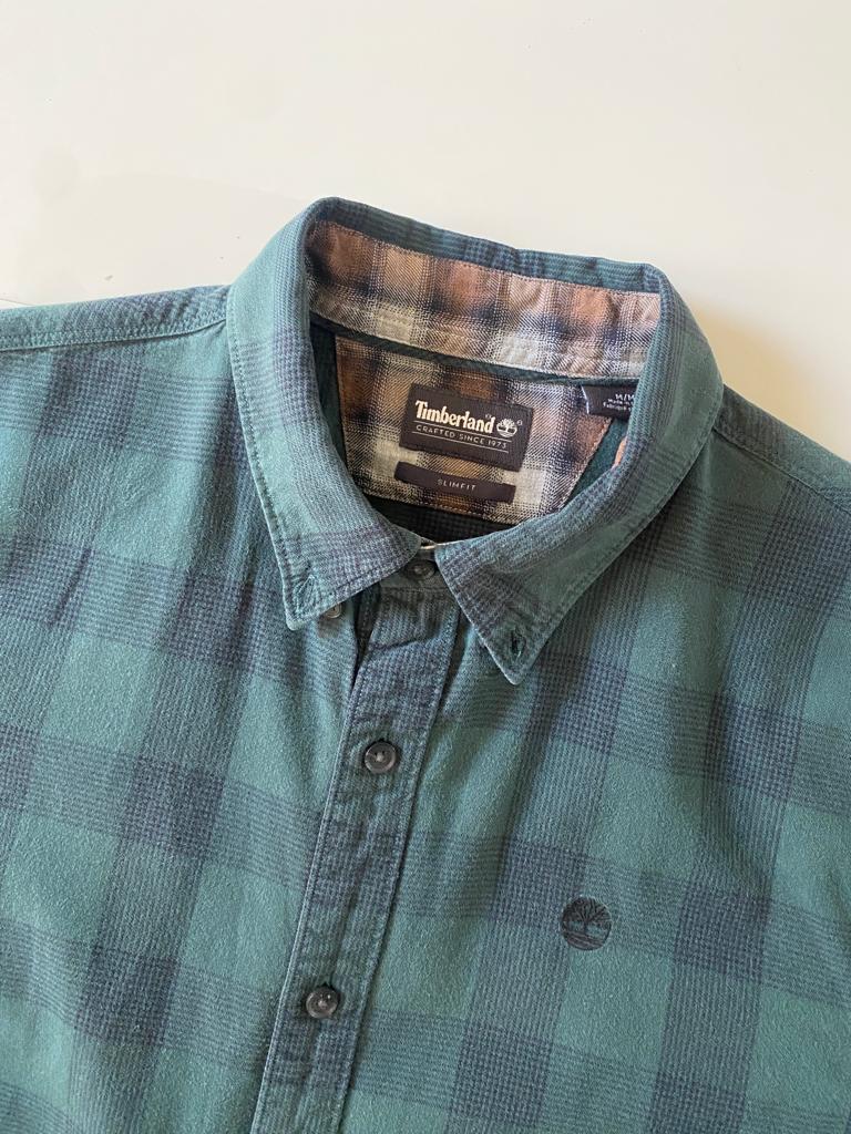 Camisa de franela cuadros verde, Talla M Slim Fit, Mujer
