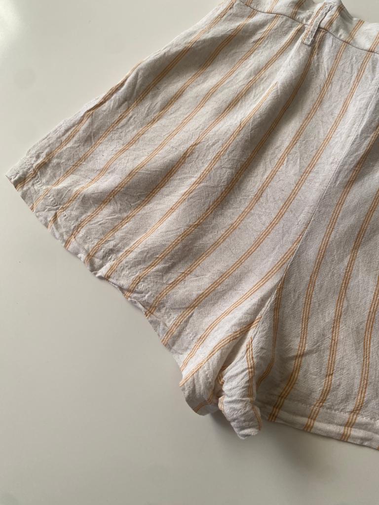 Shorts de rayas beige, Talla S, Mujer