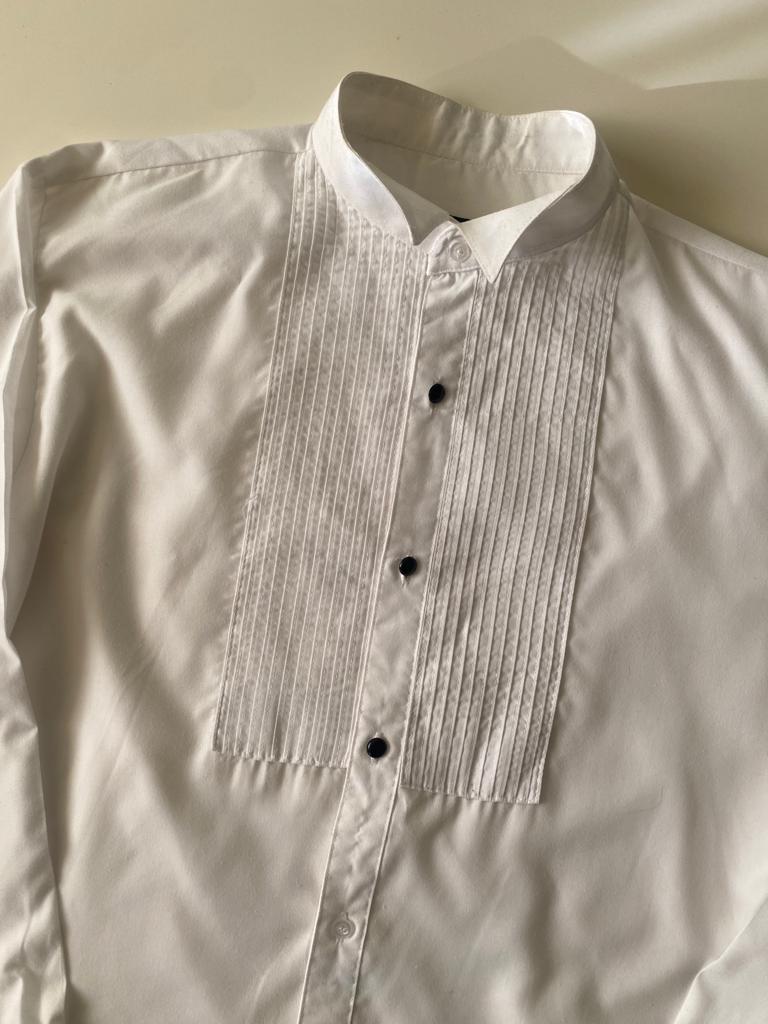 Camisa de smoking blanca, Talla 38, M, Hombre