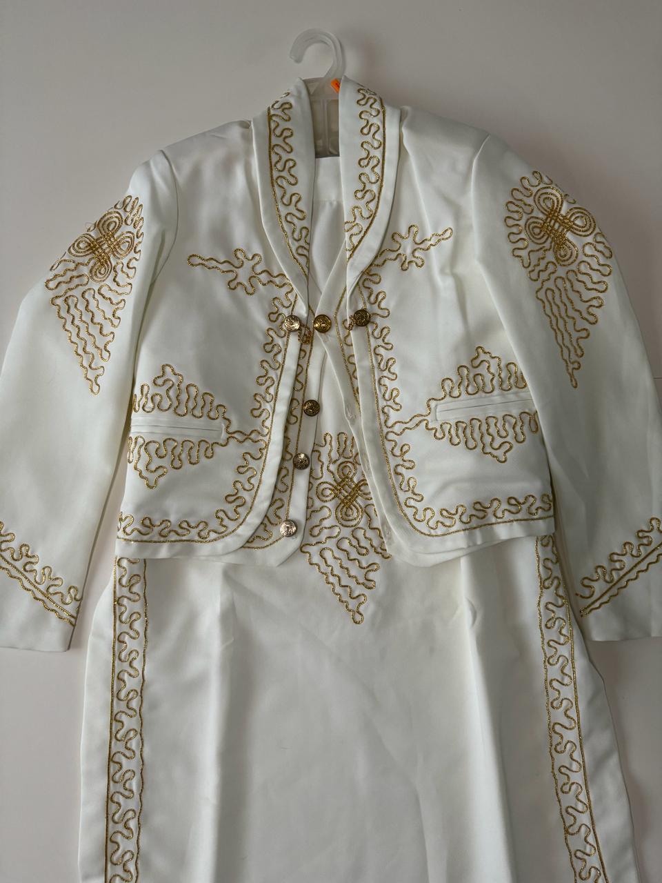 Traje 3 piezas charro beige, Talla M, Mujer