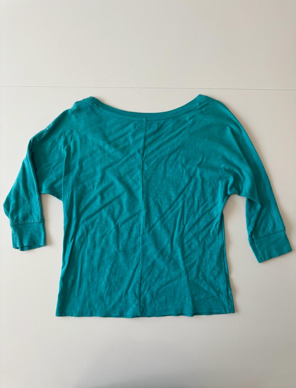 Playera 3/4 aqua, Talla XS, Mujer