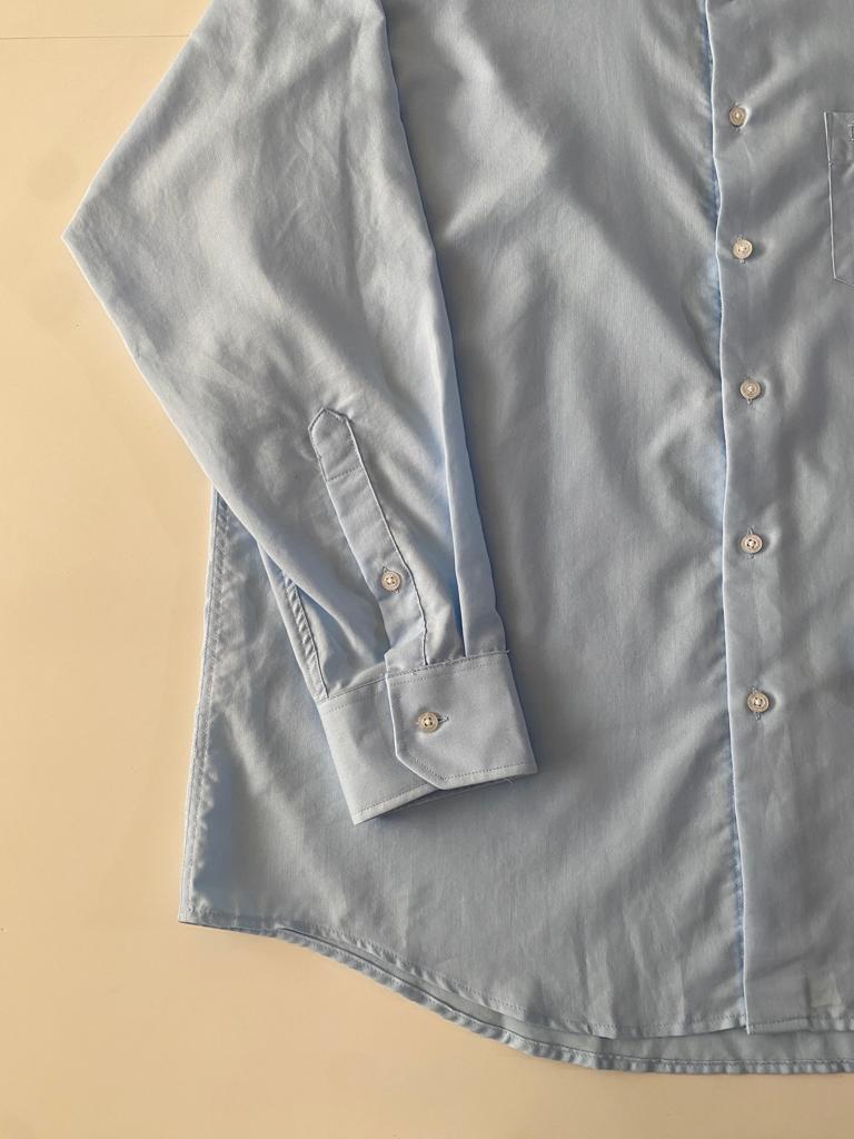 Camisa celeste de vestir, Talla Cuello 17.5, Manga 32-33, L, Hombre