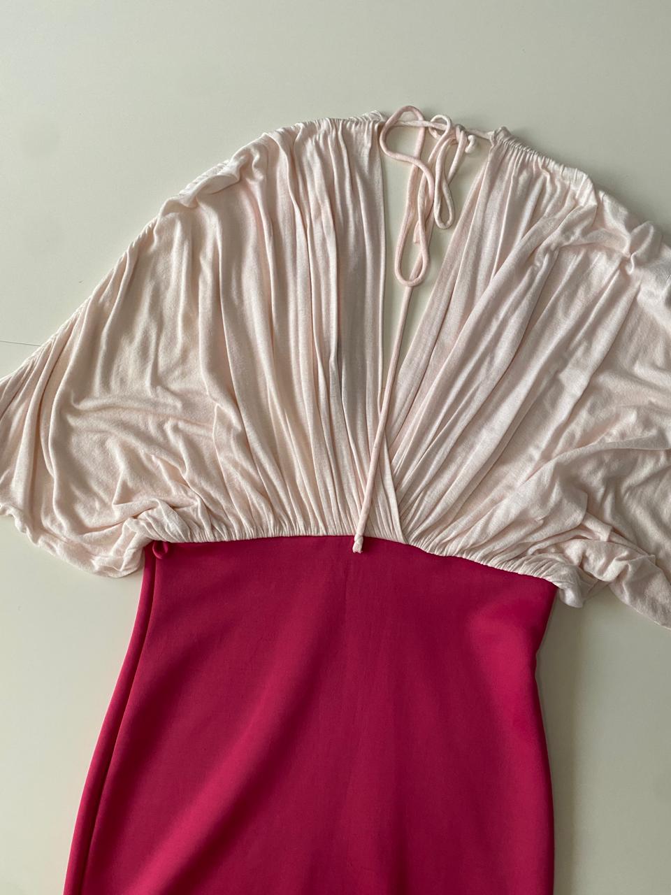 Vestido bicolor rosa, Talla M, Mujer