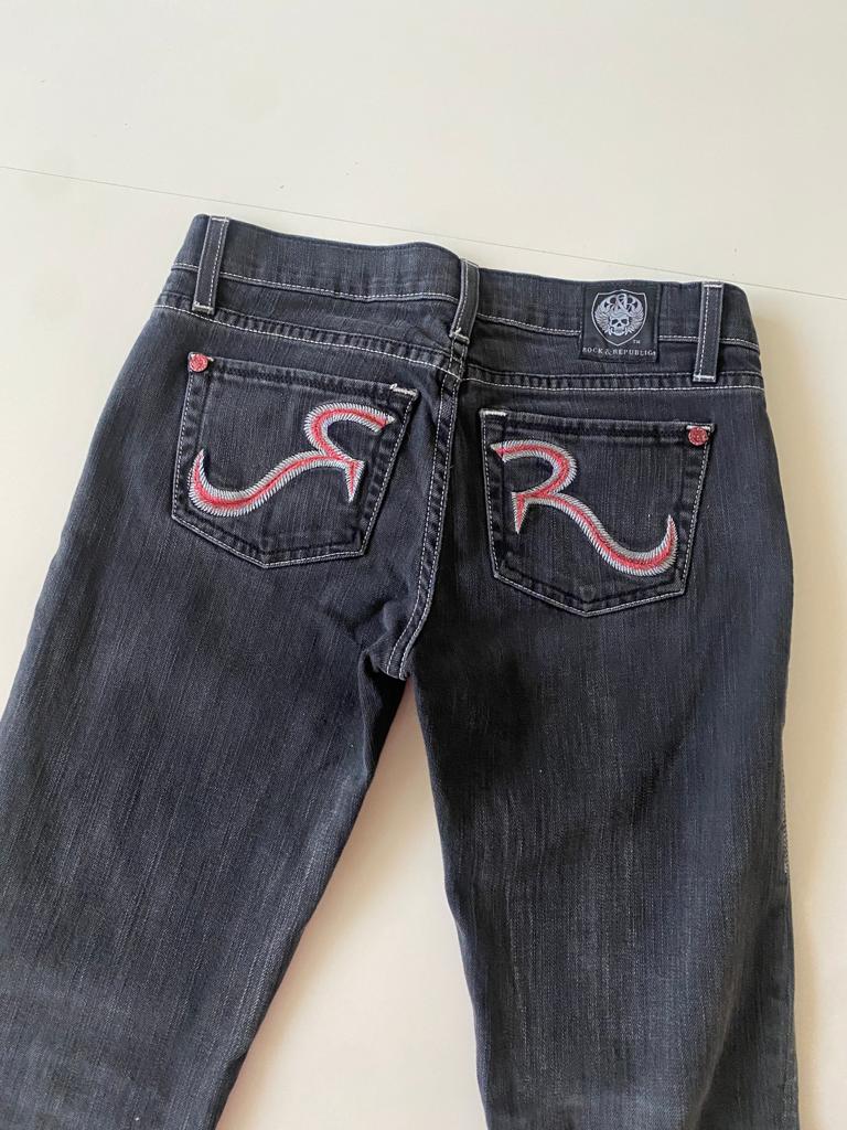 Jeans vintage negros, Talla 26, Mujer