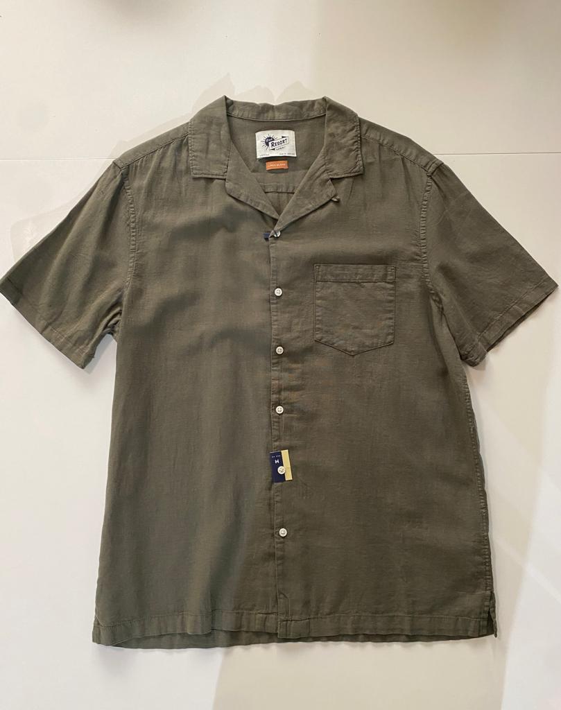 Camisa de lino verde, Talla M, Hombre