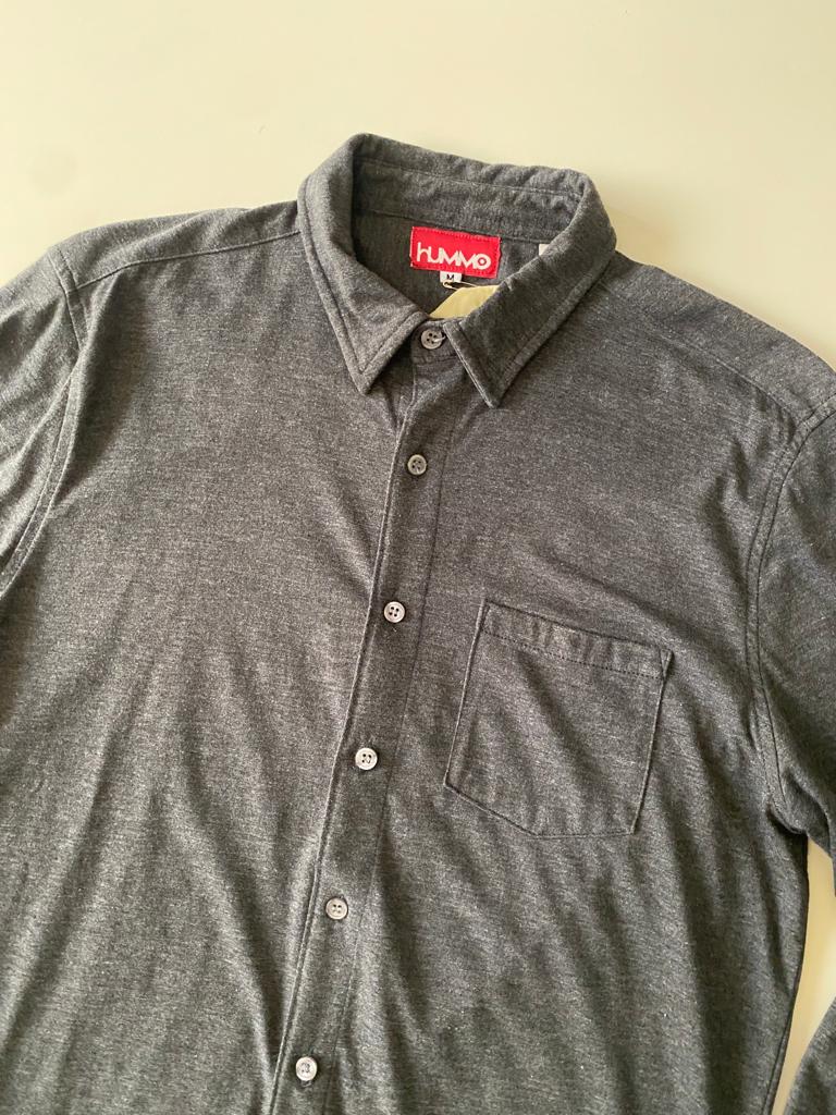 Camisa manga larga gris de botones, Talla M, Hombre