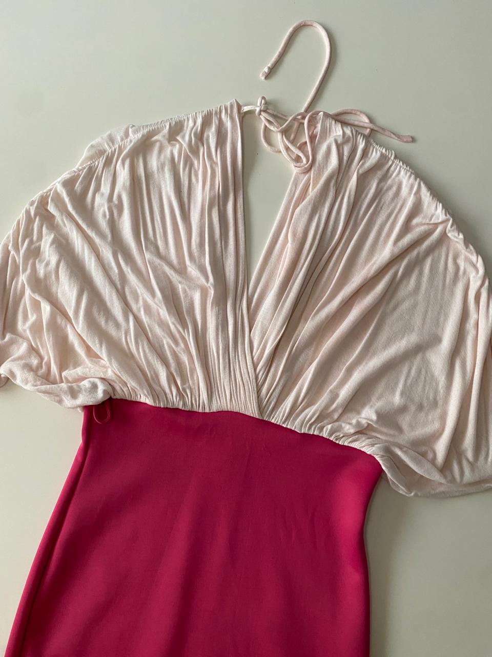 Vestido bicolor rosa, Talla M, Mujer
