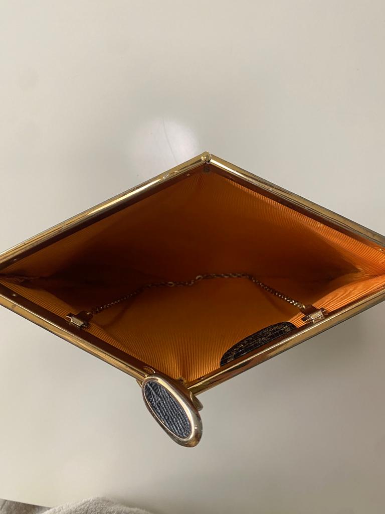 Clutch negro vintage de piel, Vintage
