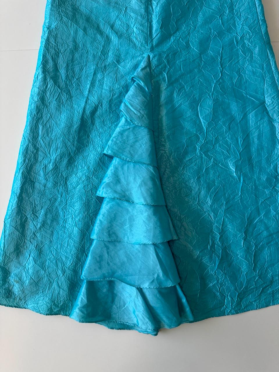 Falda corrugada aqua, Talla 9, Mujer