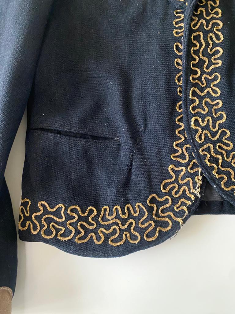 RENTA Chaqueta negra con apliques de piel, Talla M/L, Hombre, VINTAGE
