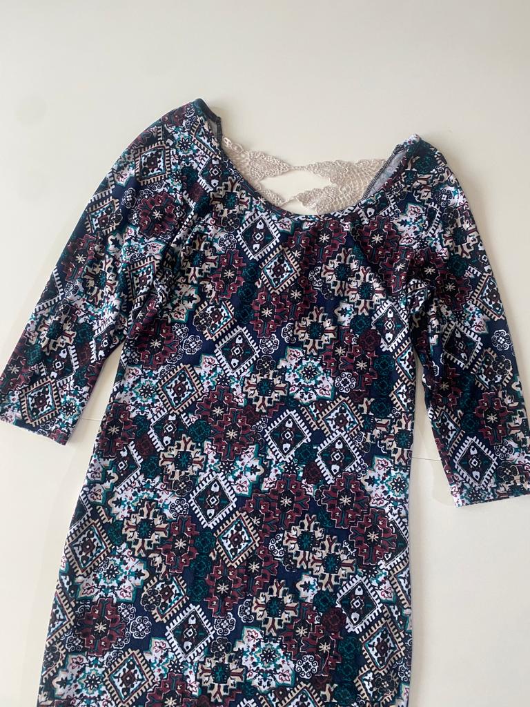 Vestido estampado tribal, Talla L, Mujer