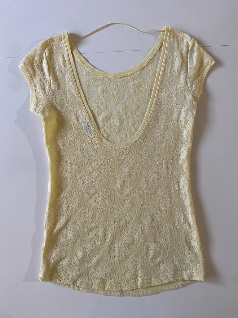 Playera de encaje amarillo, Talla M, Mujer