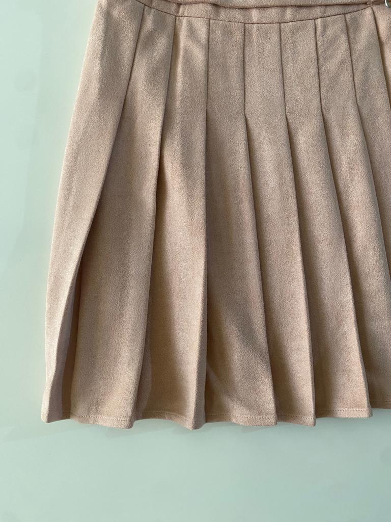 Falda de suede rosa, Talla S, Mujer