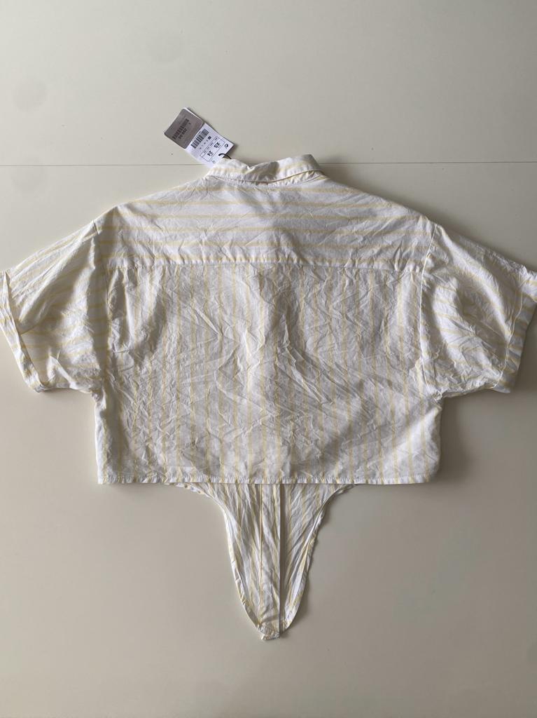 Camisa a rayas, crop, Talla XS, 24, Mujer